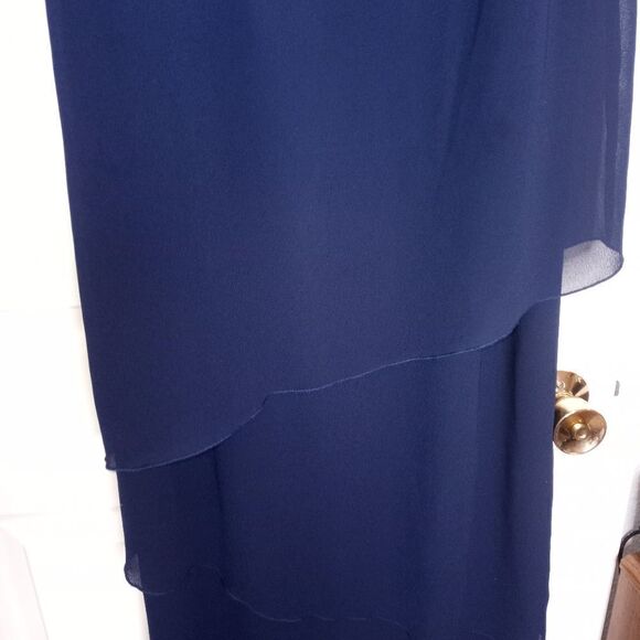 PATRA Womens Navy Sheer Zippered Lined Sleeveless V Neck Maxi Dress 12 - Picture 3 of 12